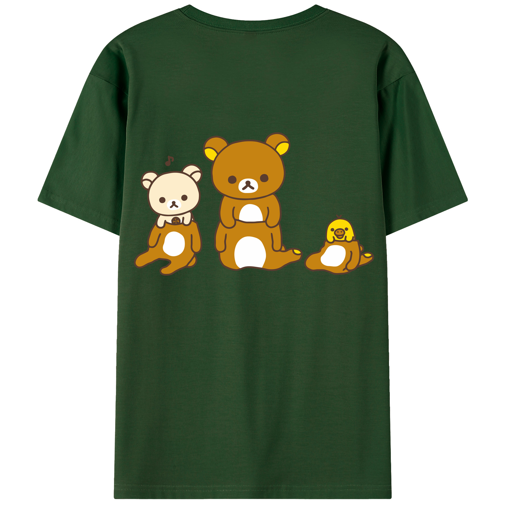 （画像用） リラックマ リラックマ キイロイトリ Rilakkuma Korilakkuma Kiiroitori 綿100％半袖Tシャツ（背面プリント）